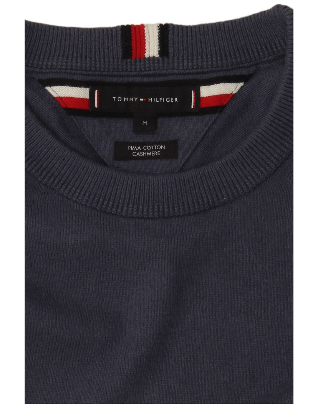 Męski sweter z okrągłym dekoltem Tommy Hilfiger, średnioniebieski, bawełniany