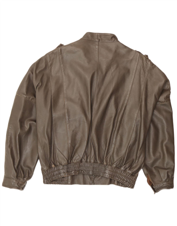 Vintage męska kurtka skórzana IT 52 XL brązowa skóra