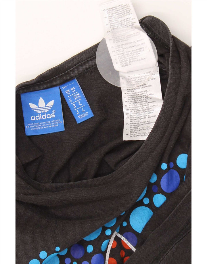 Męska koszulka z grafiką Adidas, średnia, czarna bawełna