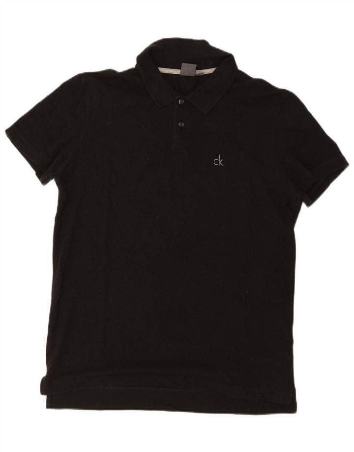 Męska koszulka polo Calvin Klein IT 48, średnia czarna, bawełniana