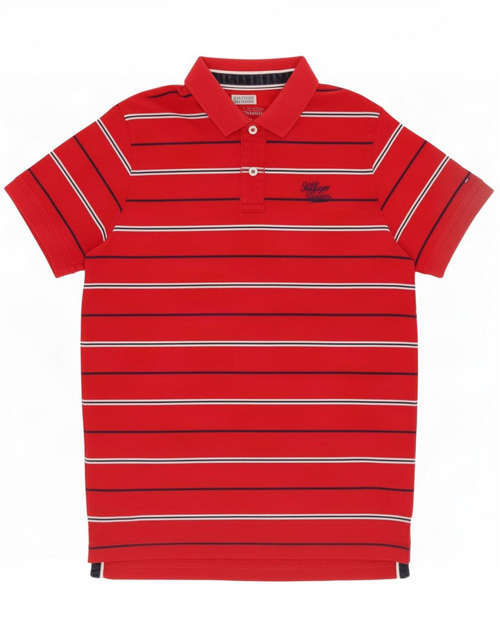 Męska koszulka polo Tommy Hilfiger w średnie czerwone paski