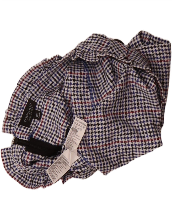 TOPSHOP Womens Mini Skirt UK 8 Small W26  Blue Houndstooth Polyester