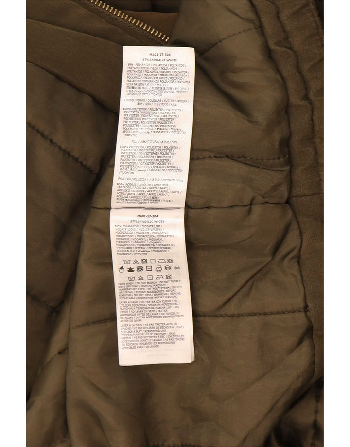 Damska kurtka parka z kapturem oversize Guess UK 6 XS Khaki, poliester