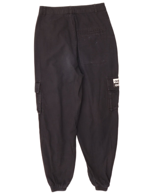 Damskie spodnie cargo Adidas z wysokim stanem UK 8 Small W26 L27 Czarne