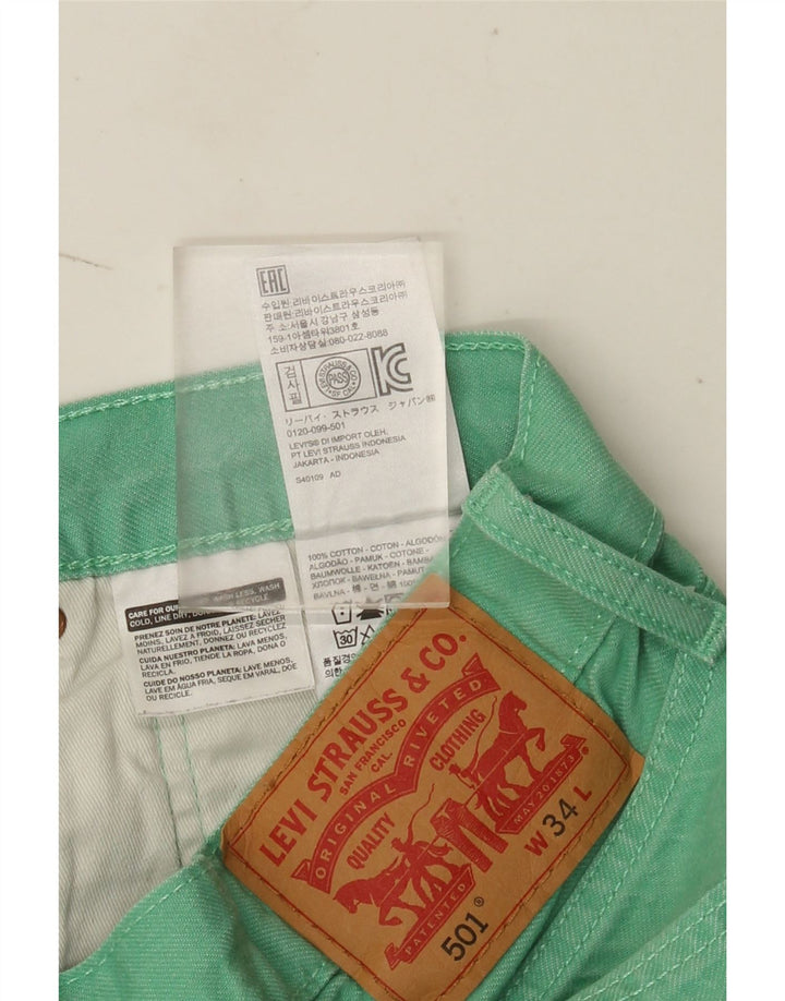 Damskie spodenki jeansowe Levi's 501 W34, duże, zielone, bawełniane