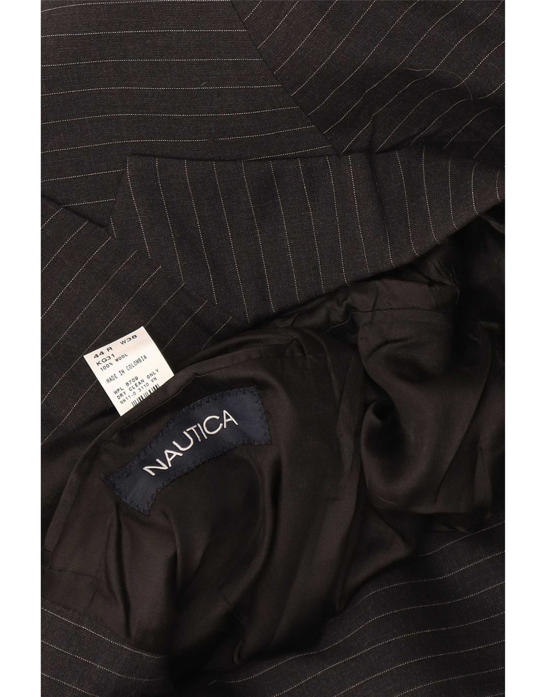 Męska marynarka zapinana na 3 guziki Nautica UK 44 2XL Czarna wełniana w prążki