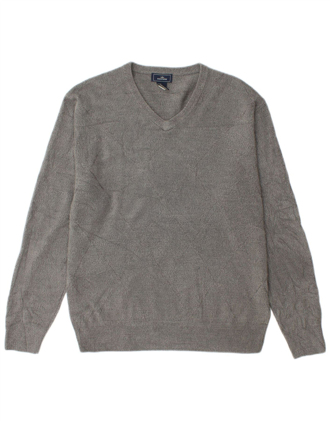 Męski sweter z dekoltem w serek Dockers, średnioszary, akrylowy
