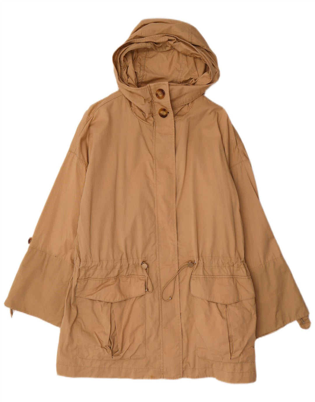 MASSIMO DUTTI Damska kurtka parka z kapturem UK 14, średnia beżowa bawełna