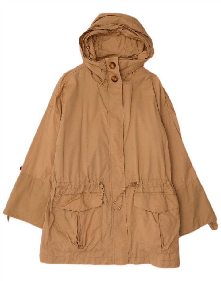 MASSIMO DUTTI Damska kurtka parka z kapturem UK 14, średnia beżowa bawełna