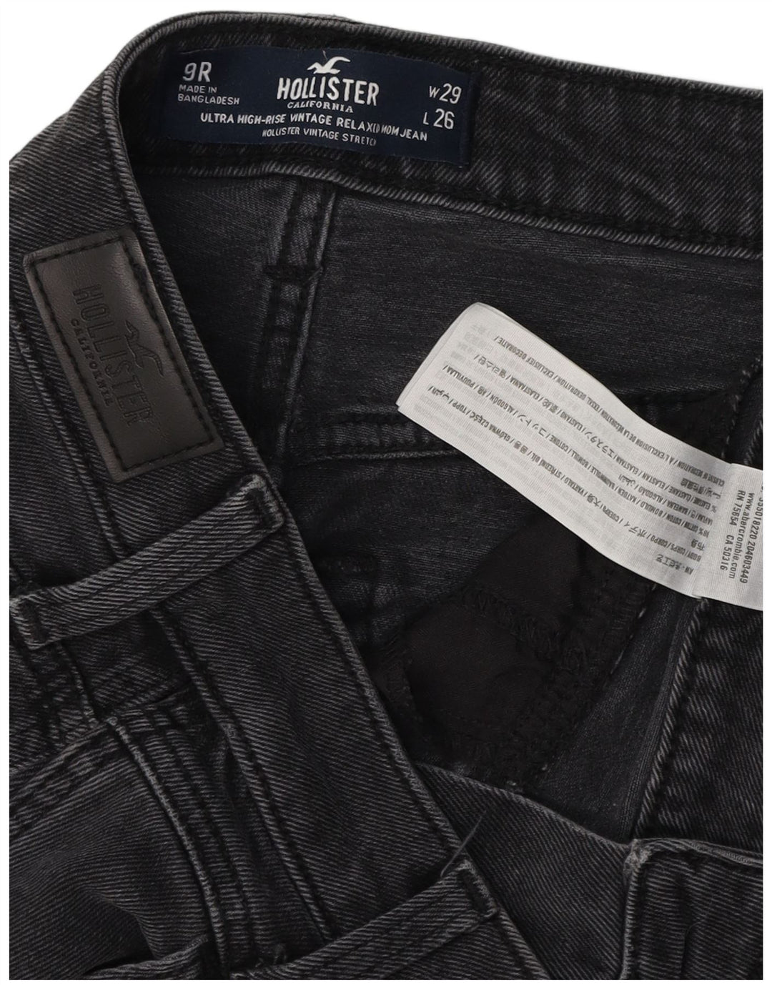 HOLLISTER Damskie jeansy Mom Jean z wysokim stanem, zwężane US 9 Medium W29 L24 szare