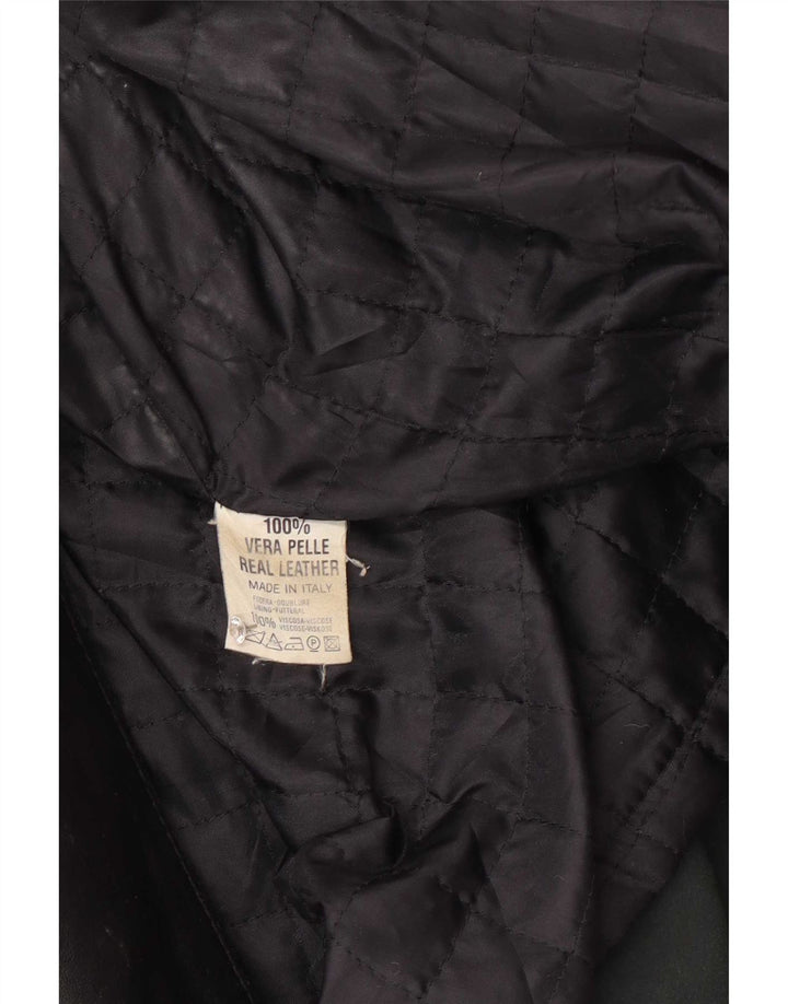 Damski płaszcz skórzany Kiros z kapturem, oversize IT 48 XL, czarny