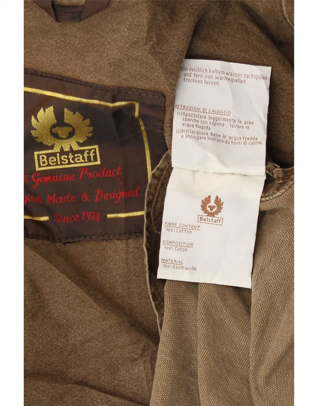 Męska kurtka użytkowa Belstaff UK 38 Średniobrązowa, bawełniana