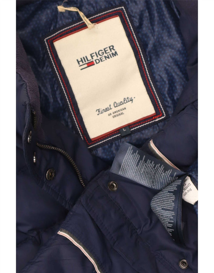 Damska ocieplana kurtka Tommy Hilfiger UK 16, duża granatowa, poliester