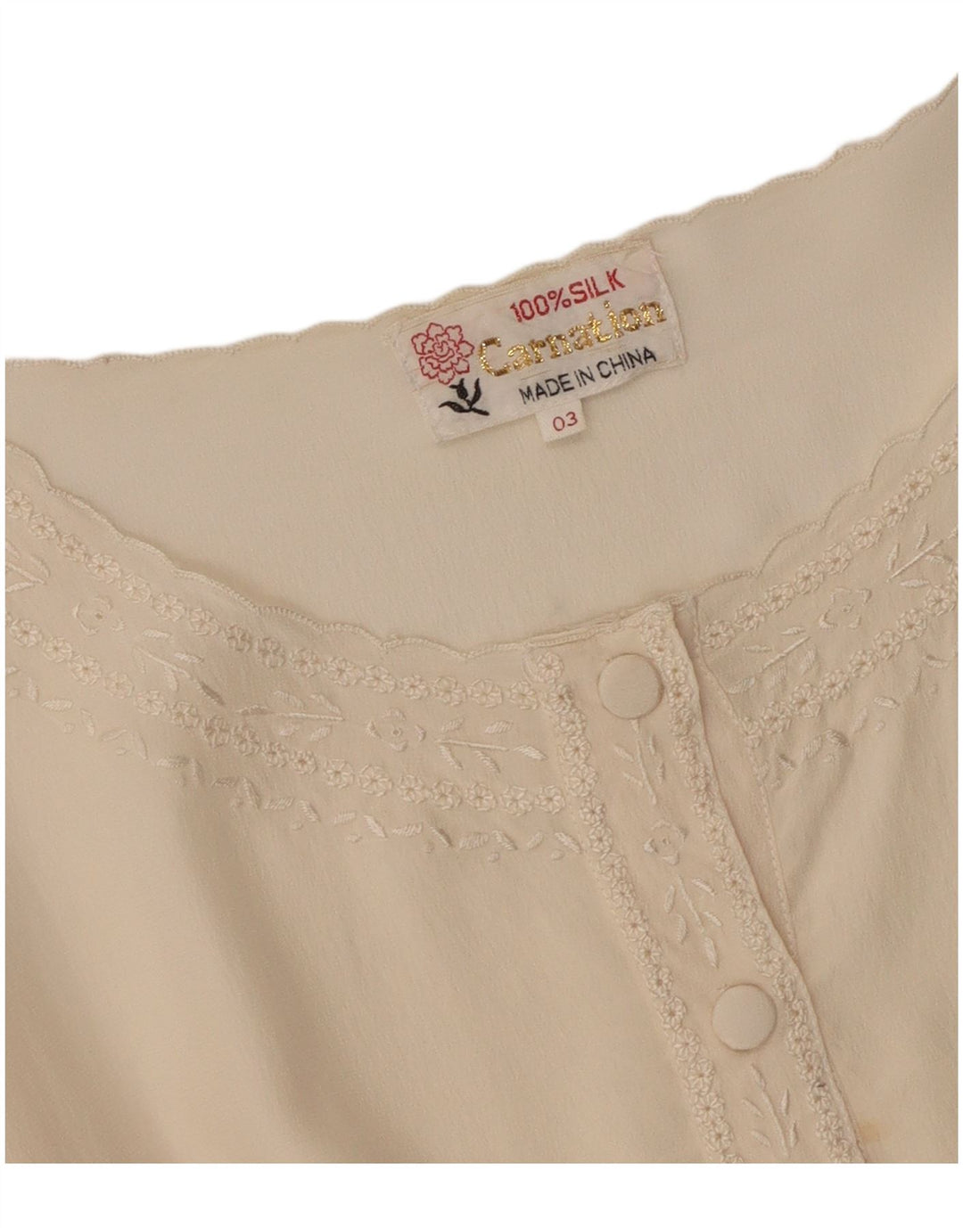 Bluzka damska VINTAGE Top UK 16, duża, złamana biel, jedwab