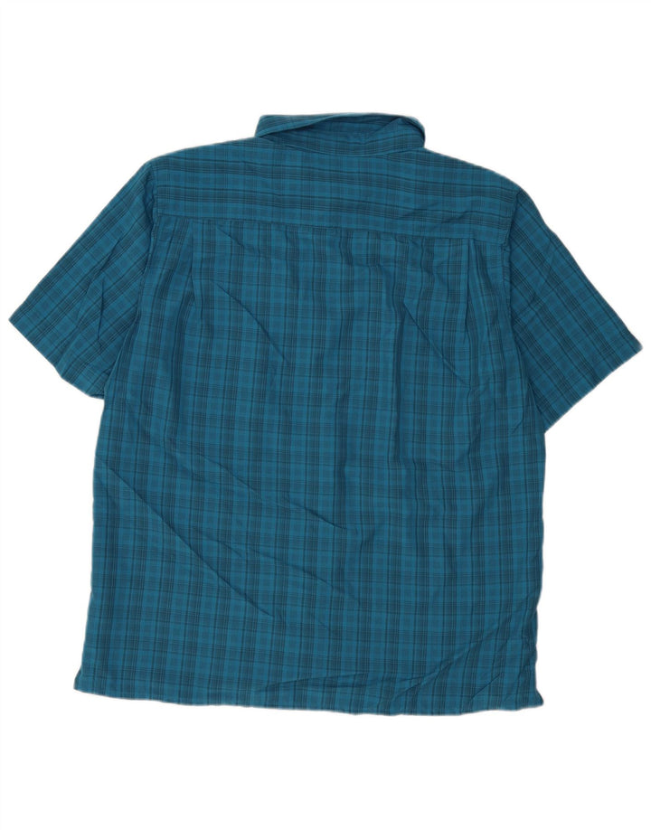 Męska koszula z krótkim rękawem Eddie Bauer, duża, niebieska, poliestrowa kratka