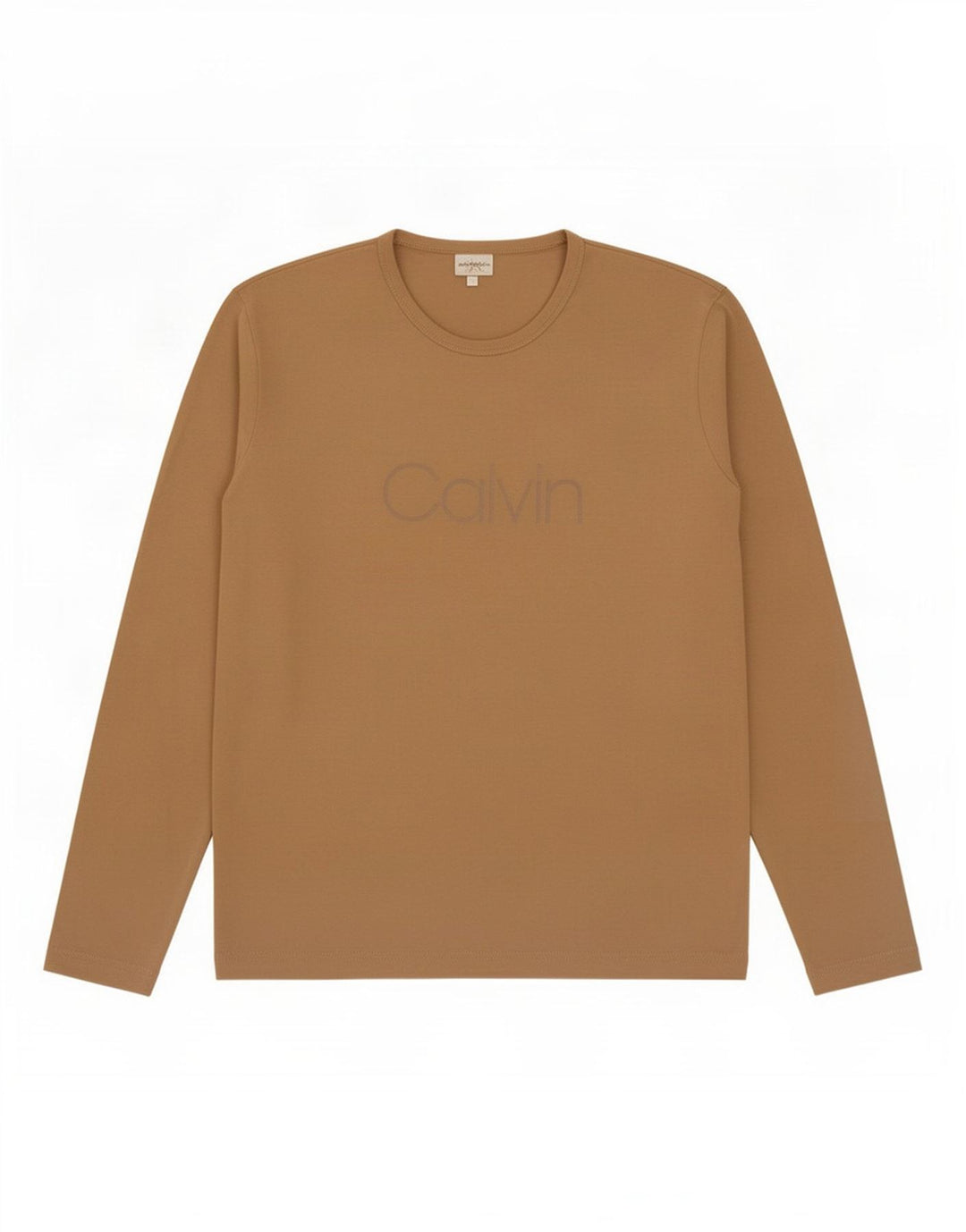 Męski top graficzny Calvin Klein z długim rękawem, duży, beżowy