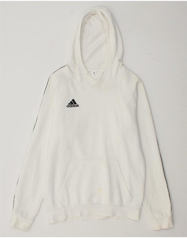 Męski sweter z kapturem ADIDAS, mały, biały, bawełniany