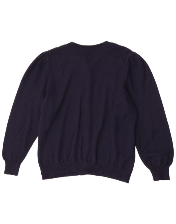 Vintage damski sweter kardigan UK 14 Medium Navy Blue