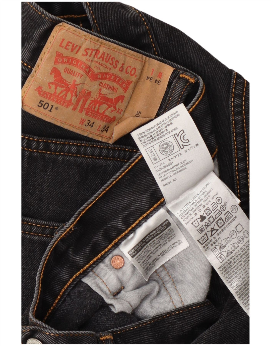Męskie dżinsy Levi's 501 Straight 34 L34 Szara bawełna