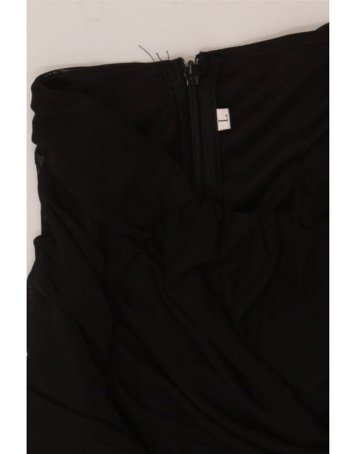 VINTAGE Womens Slim Fit Strapless Dress UK 14 Large Black Polyester Vintage Vintage and Second-Hand Vintage from Messina Hembry 
