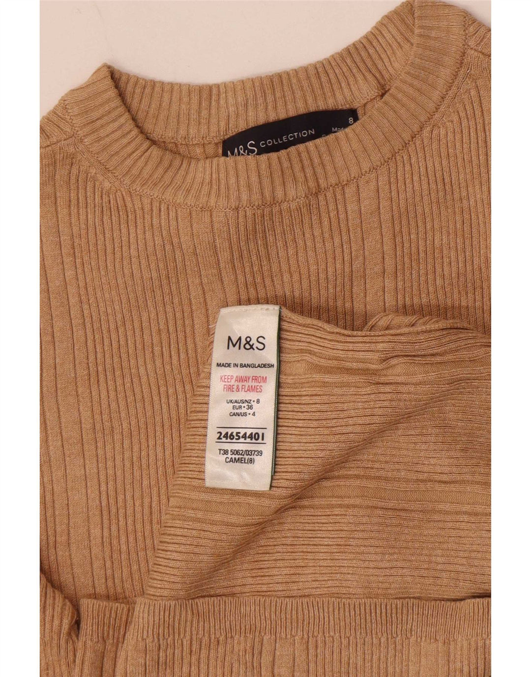 Marks & Spencer Damski top z długim rękawem UK 8 Small Beżowa Wiskoza