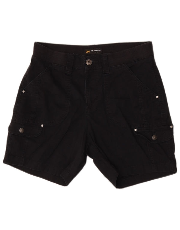 Lee Womens Mid Rise Relaxed Fit Cargo Shorts US 6 Medium W30  Black Cotton