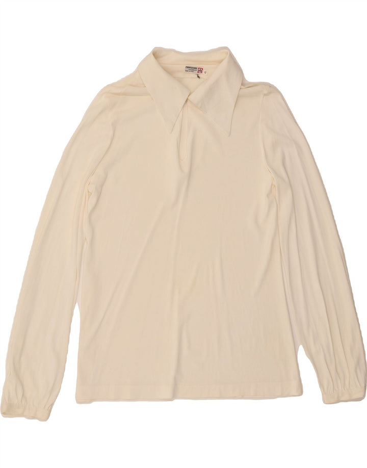 CONFEZIONI Womens Long Sleeve Blouse Top IT 46 Large White Acetate Vintage Confezioni and Second-Hand Confezioni from Messina Hembry 