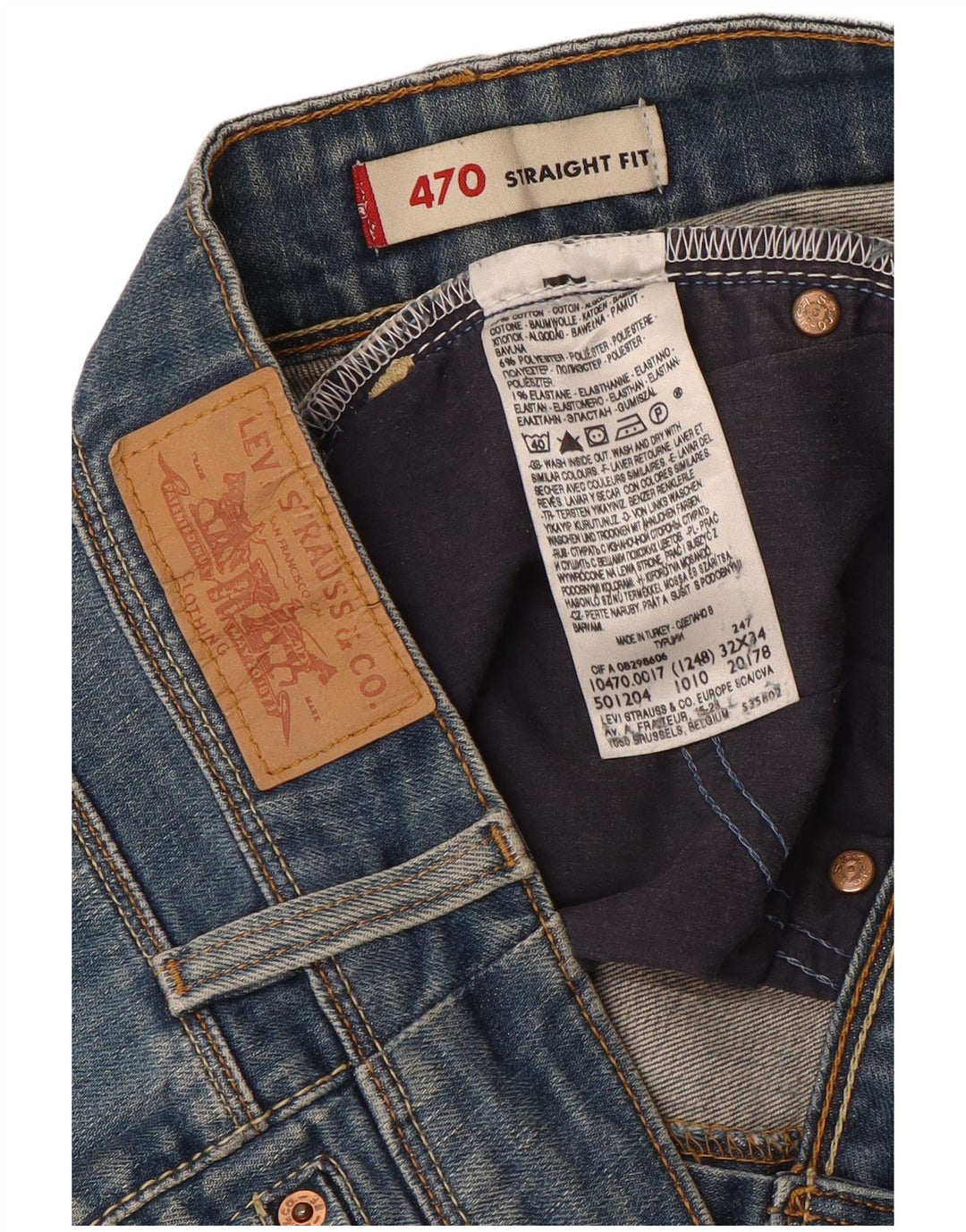 Damskie jeansy Levi's 470 Straight W32 L33 Niebieskie bawełniane