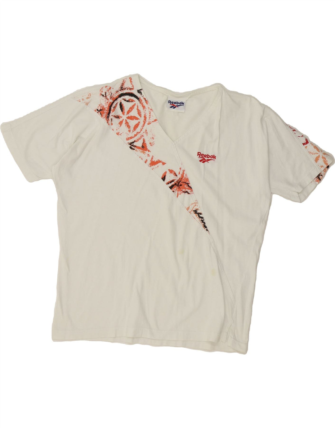 REEBOK Womens Oversized Graphic T-Shirt Top UK 14 Medium White Vintage Reebok and Second-Hand Reebok from Messina Hembry 