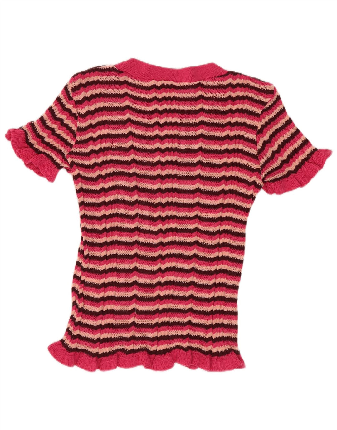 T-shirt damski Zara Top UK 8, małe, różowe paski, poliester