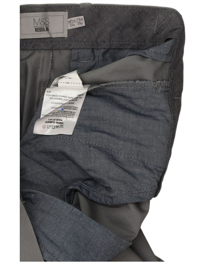 Marks & Spencer Męskie proste spodnie garniturowe W32 L29 Szare bawełniane