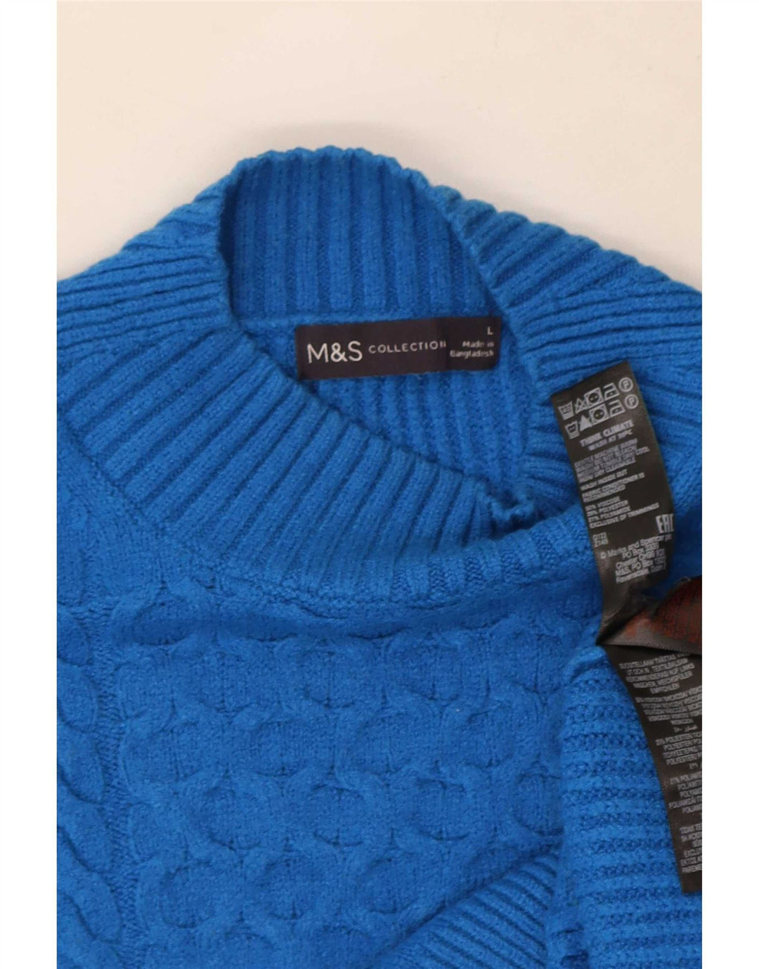 Marks & Spencer Damski sweter z golfem UK 16, duży, niebieski, wiskoza