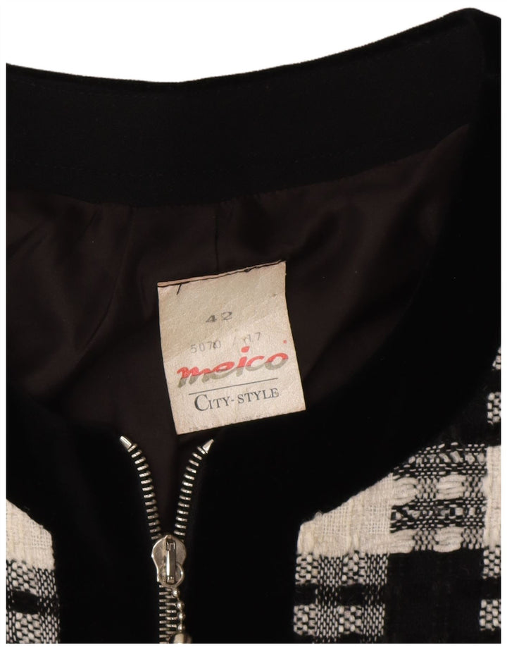 Damska marynarka Meico Longline EU 42, duża, czarna, poliester w kratę