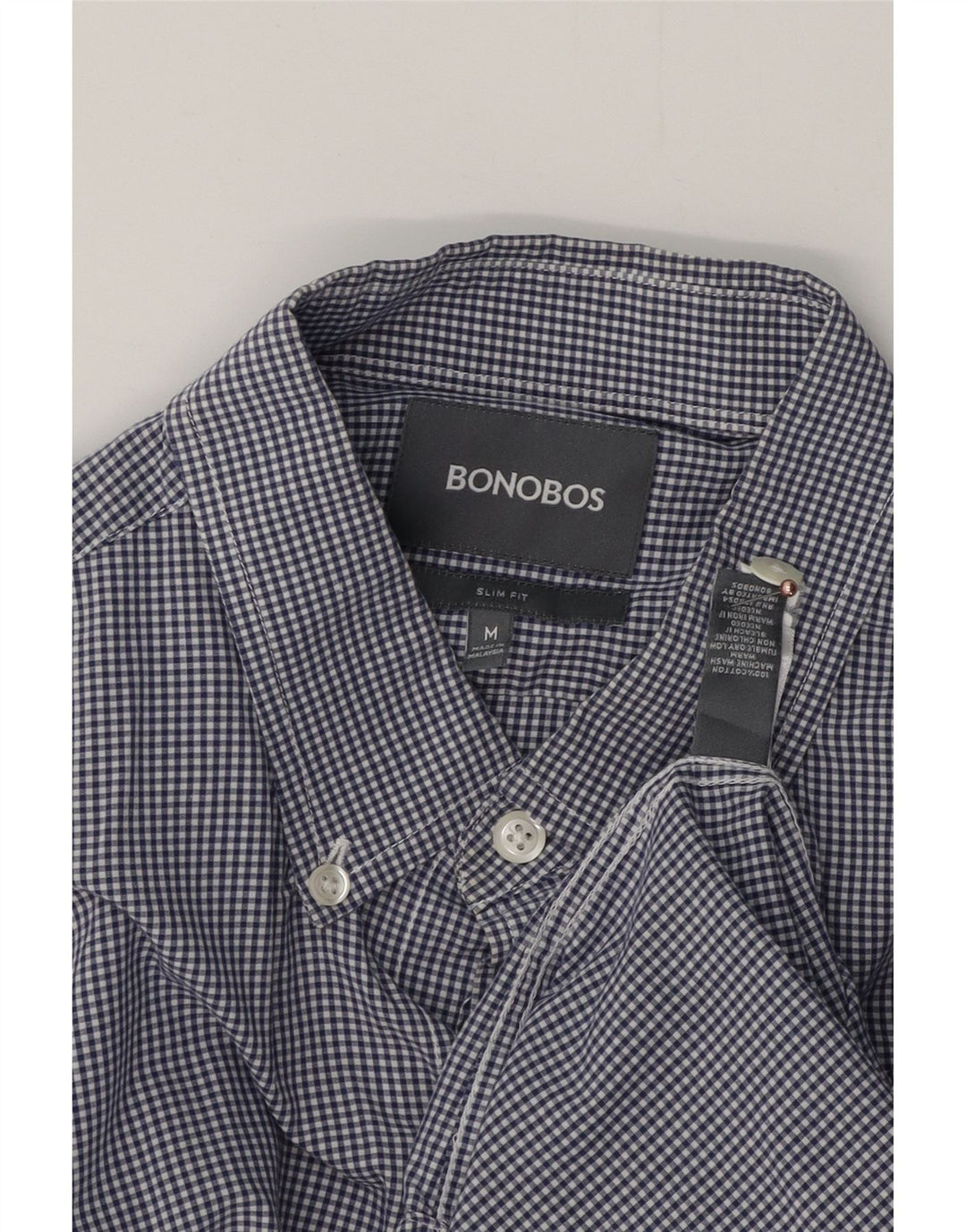 BONOBOS Męska koszula slim fit, średnia, granatowa bawełna w kratkę