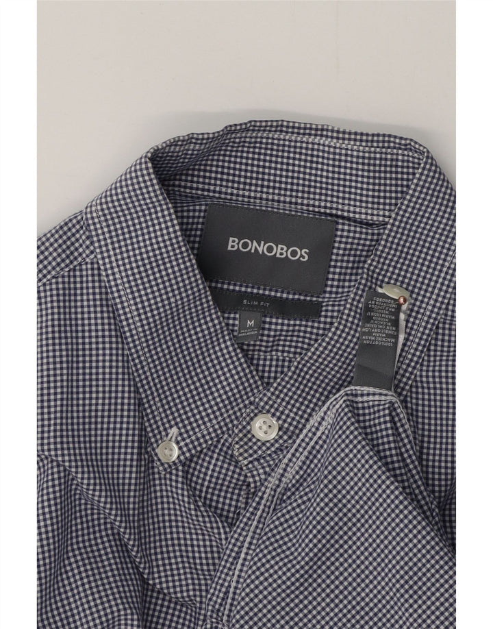 BONOBOS Męska koszula slim fit, średnia, granatowa bawełna w kratkę