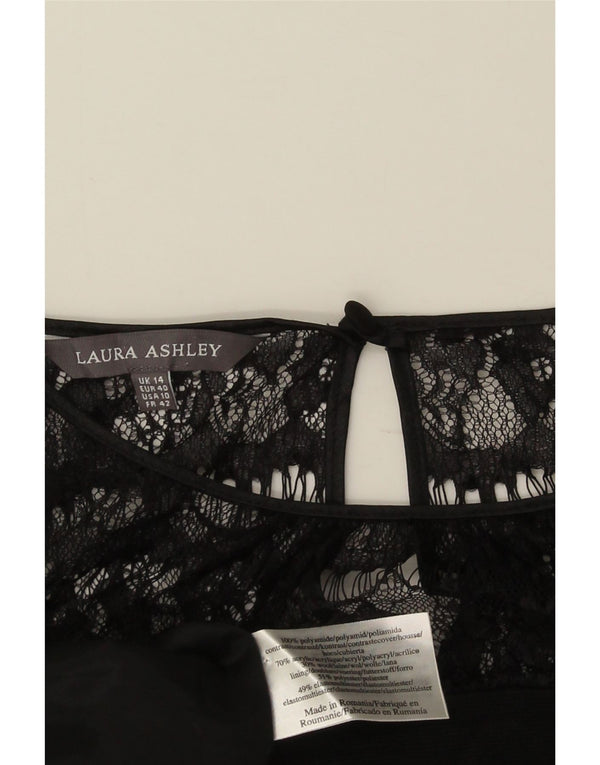 Damska sukienka płaszczowa z długim rękawem Laura Ashley UK 14, duży czarny poliamid