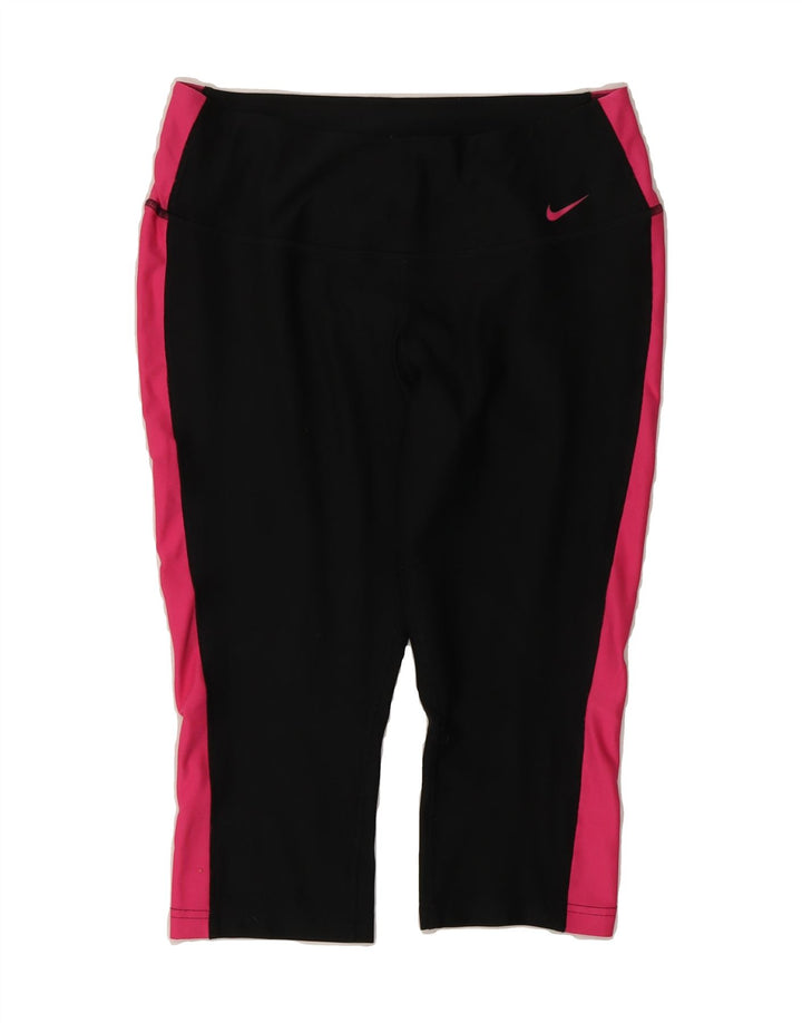 NIKE Womens Dri Fit Capri Leggings UK 12 Medium Black Colourblock Vintage Nike and Second-Hand Nike from Messina Hembry 
