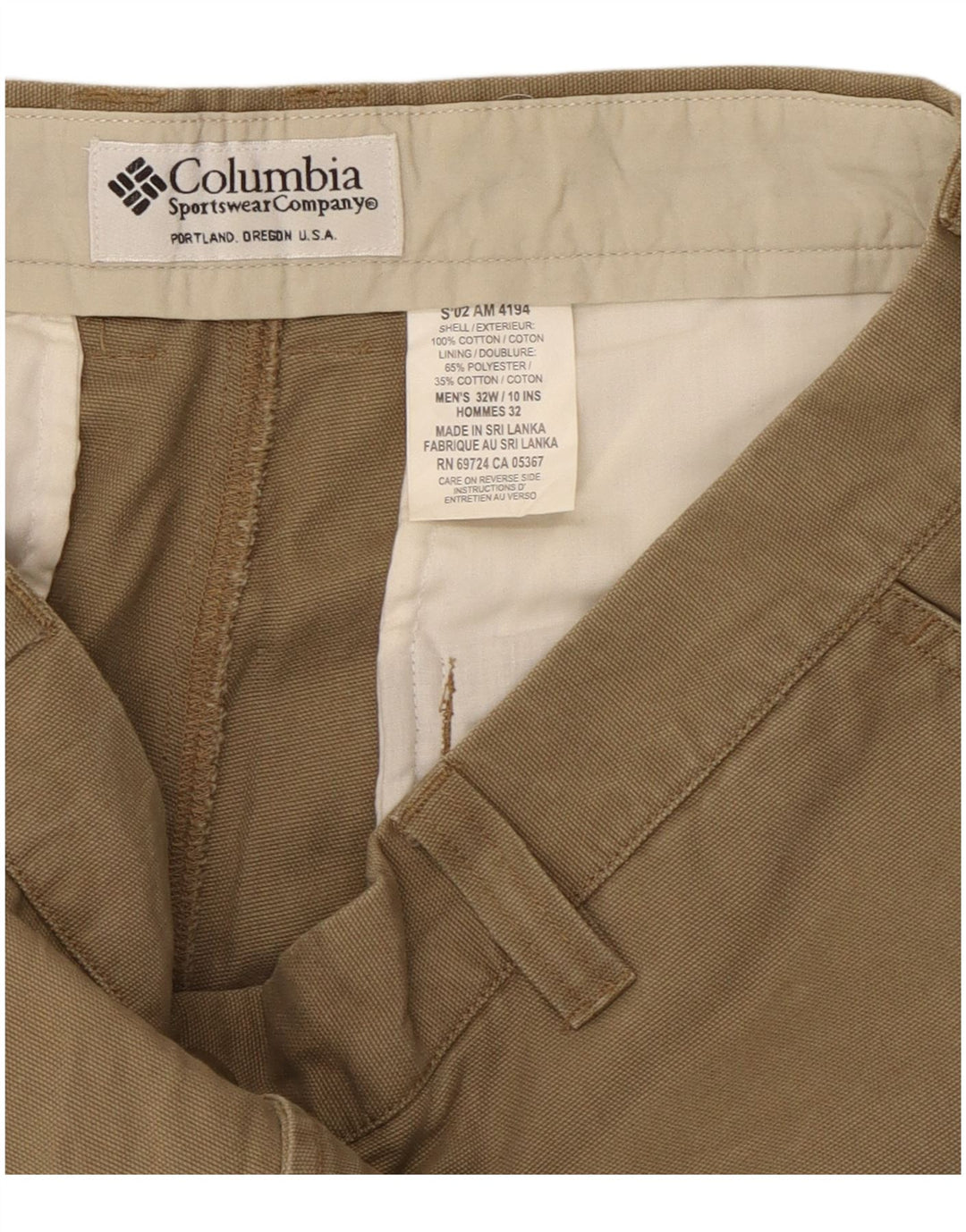 Męskie spodenki cargo Columbia W32, średnia bawełna khaki