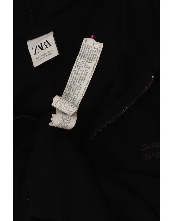 Zara Męski sweter z kapturem i zamkiem błyskawicznym, mały, czarny, bawełniany