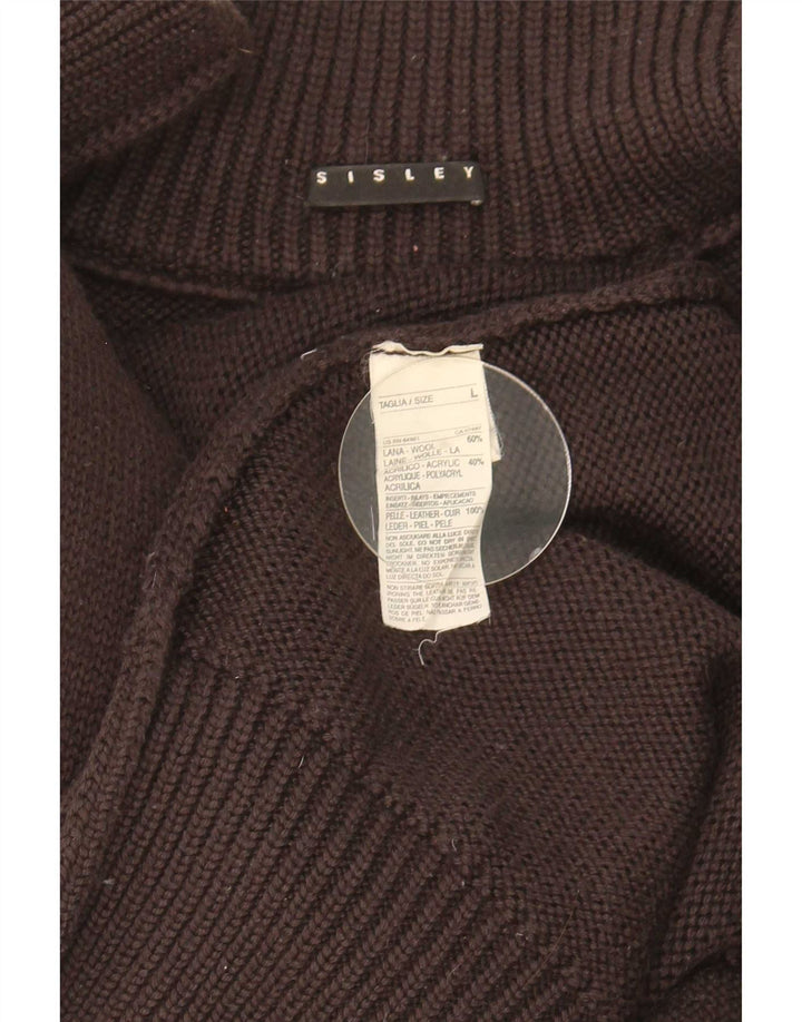 Sweter męski Sisley, duży, brązowy, wełniany