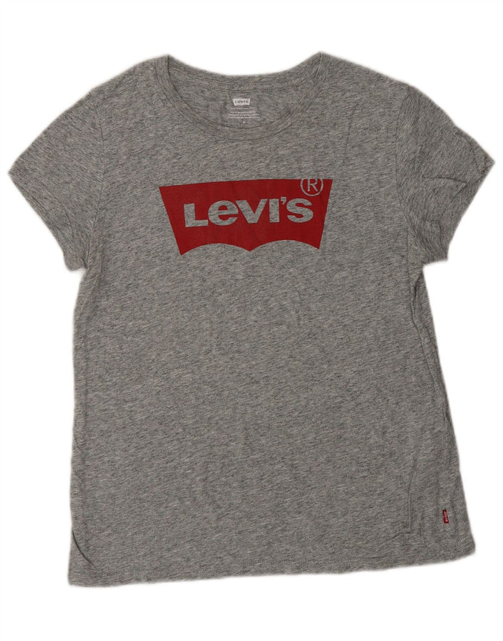 Damski T-shirt z grafiką LEVI'S Top UK 12 Średnioszary, bawełniany nakrapiany