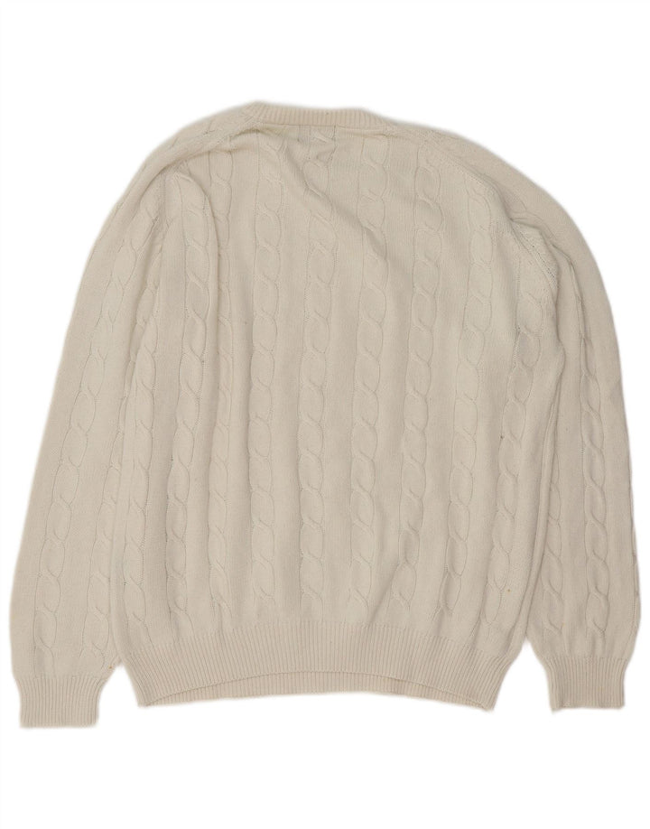 Męski sweter KAPPA z okrągłym dekoltem, duży, biały, bawełniany