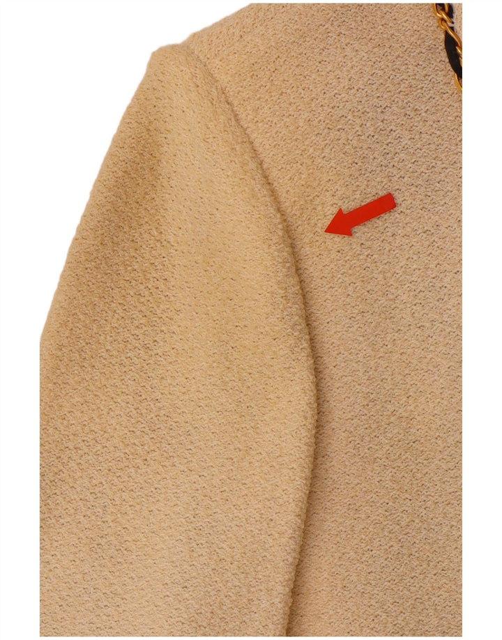 Damski sweter rozpinany z rękawem 3/4 w stylu VINTAGE US 8, średni, złamanej białej wełny