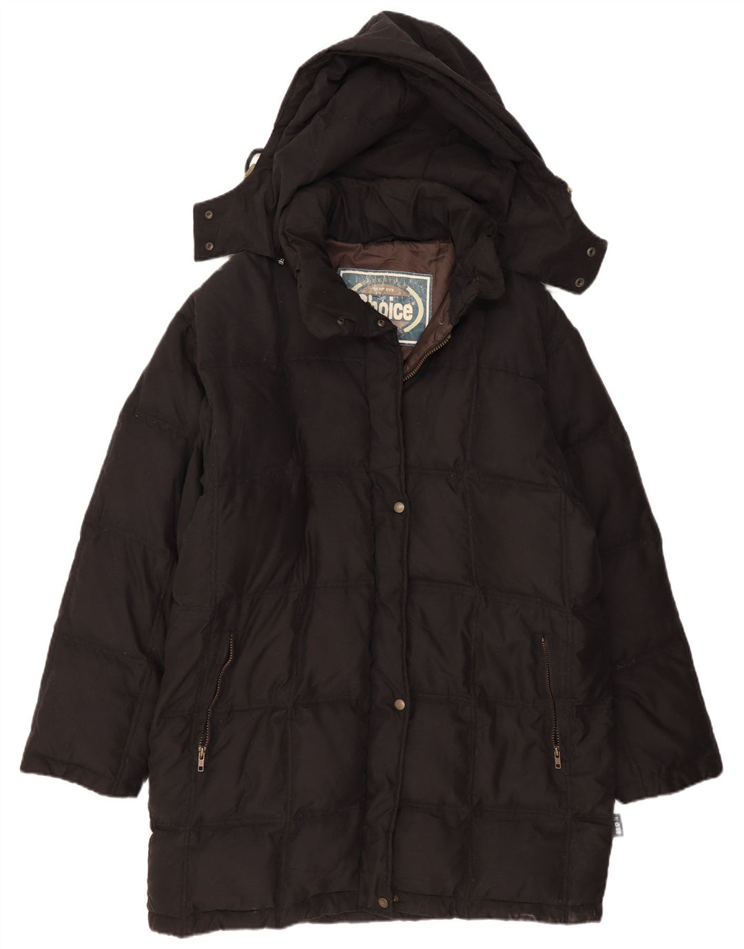 Damski płaszcz ocieplany z kapturem VINTAGE EU 50 2XL Czarny poliamid