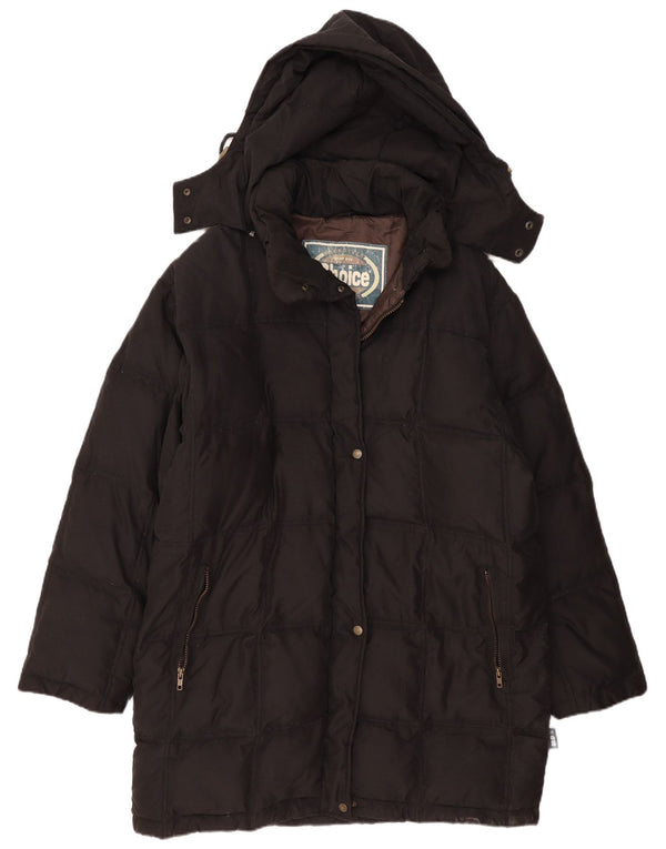 Damski płaszcz ocieplany z kapturem VINTAGE EU 50 2XL Czarny poliamid