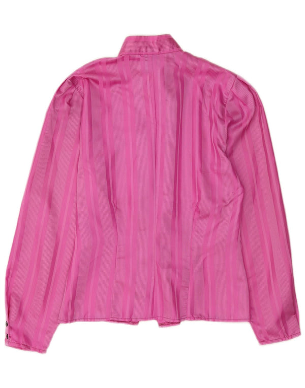 Canda Womens Shirt UK 12 Medium Pink Striped Polyester