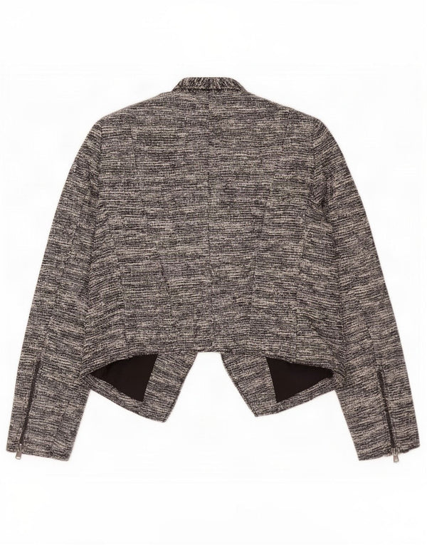 Damska marynarka Zara Crop Open, UK 10, mały, czarny, nakrapiany poliester