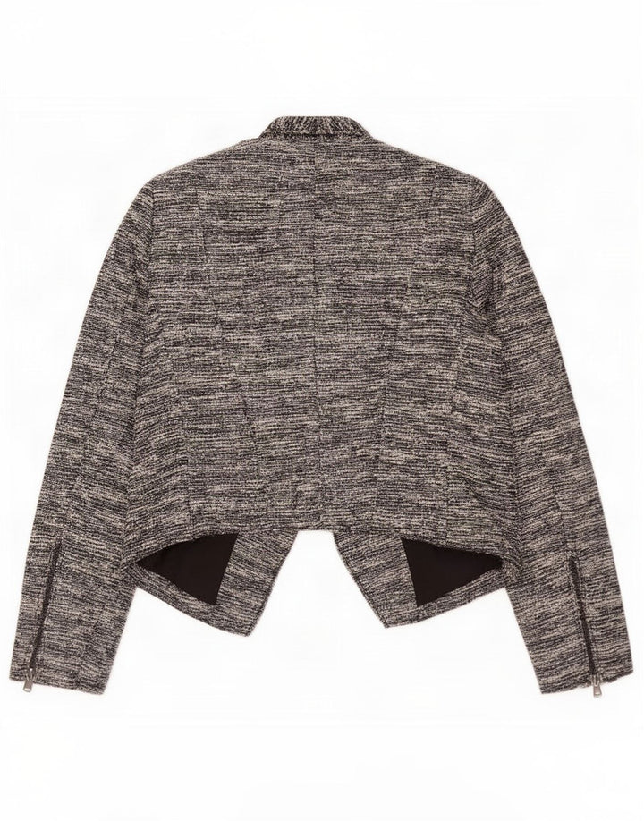 Damska marynarka Zara Crop Open, UK 10, mały, czarny, nakrapiany poliester