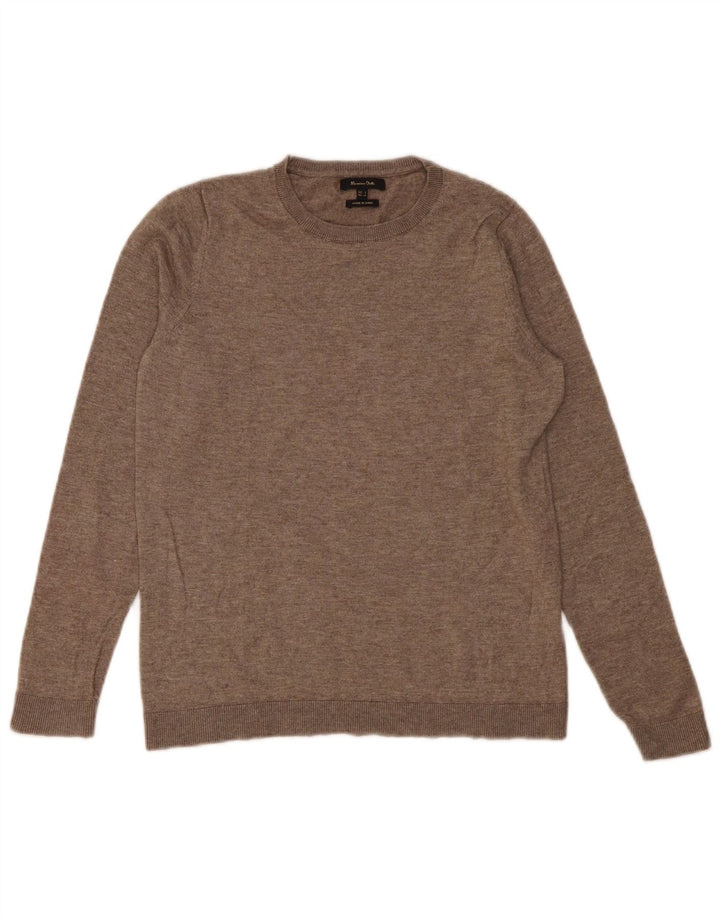 Sweter damski Massimo Dutti z okrągłym dekoltem UK 10 Small Beżowa wełna