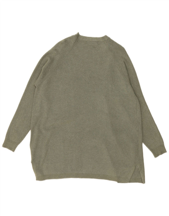 Marks & Spencer Damski sweter oversize z otwartym kardiganem, UK 16, duży, khaki